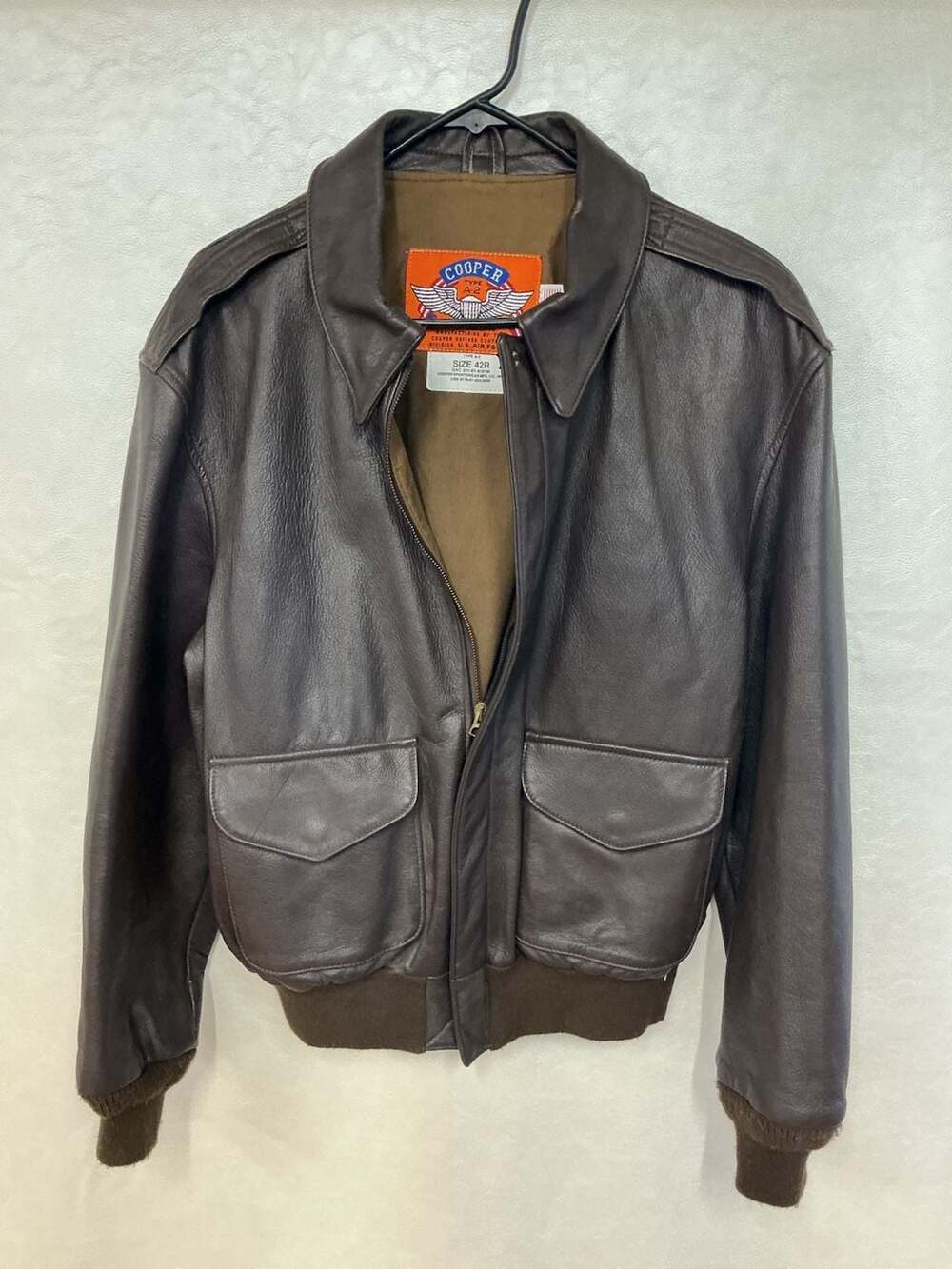 Vintage Cooper Sportswear Type A-2 USAF Leather Flight Bomber Jacket Size 42R